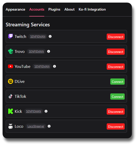 Account configuration screen