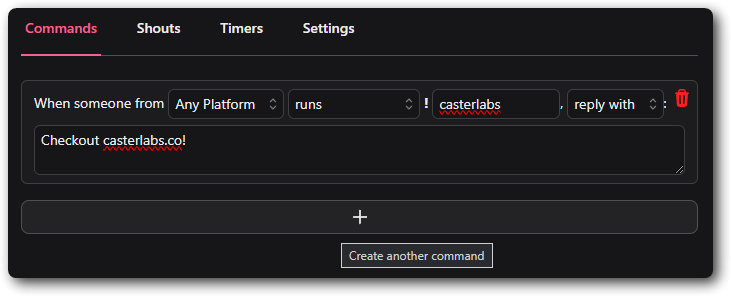 Command configuration