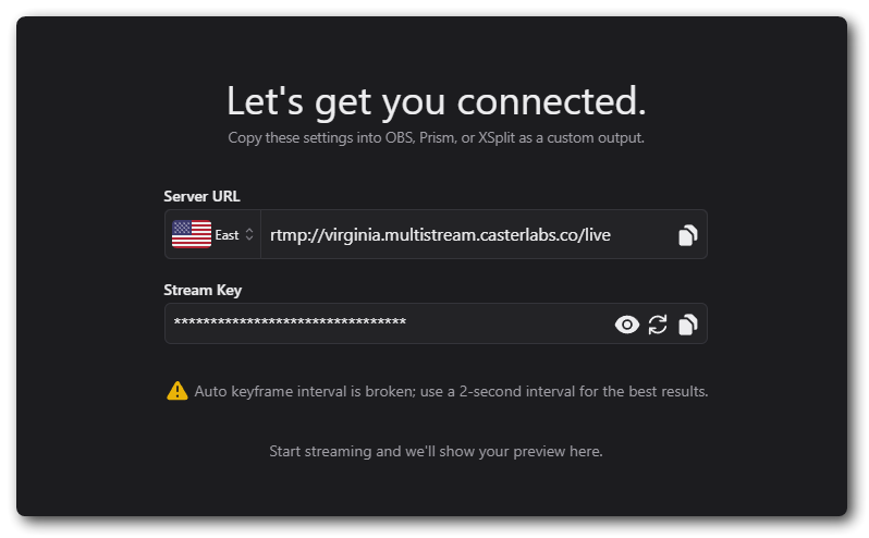 Let's get you connected screen