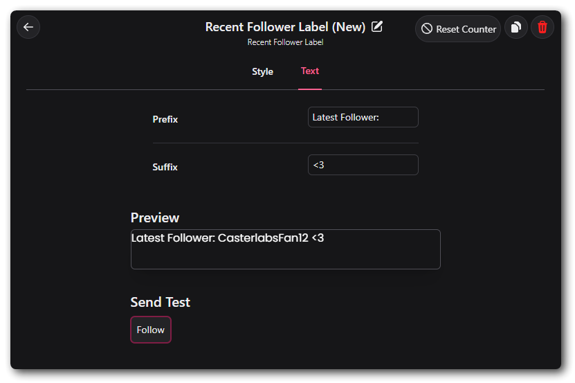 Recent Follower Label