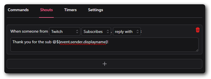 Shouts configuration