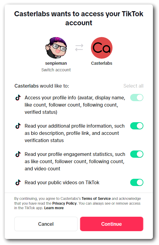 Tiktok Auth Screen