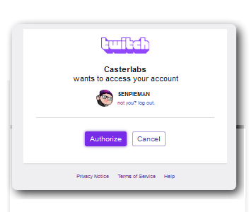Twitch Auth Screen