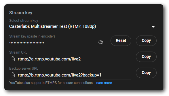 YouTube Streamkey